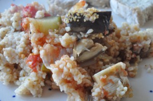 Marineret nakkefilet i stegeso m. bulgur, squash & aubergine