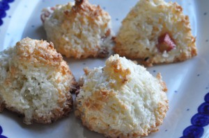 Kokosmakroner med rabarber - nem opskrift