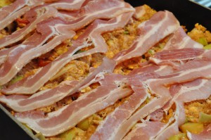 Farsbrød med oksekød bacon og ost - opskrift