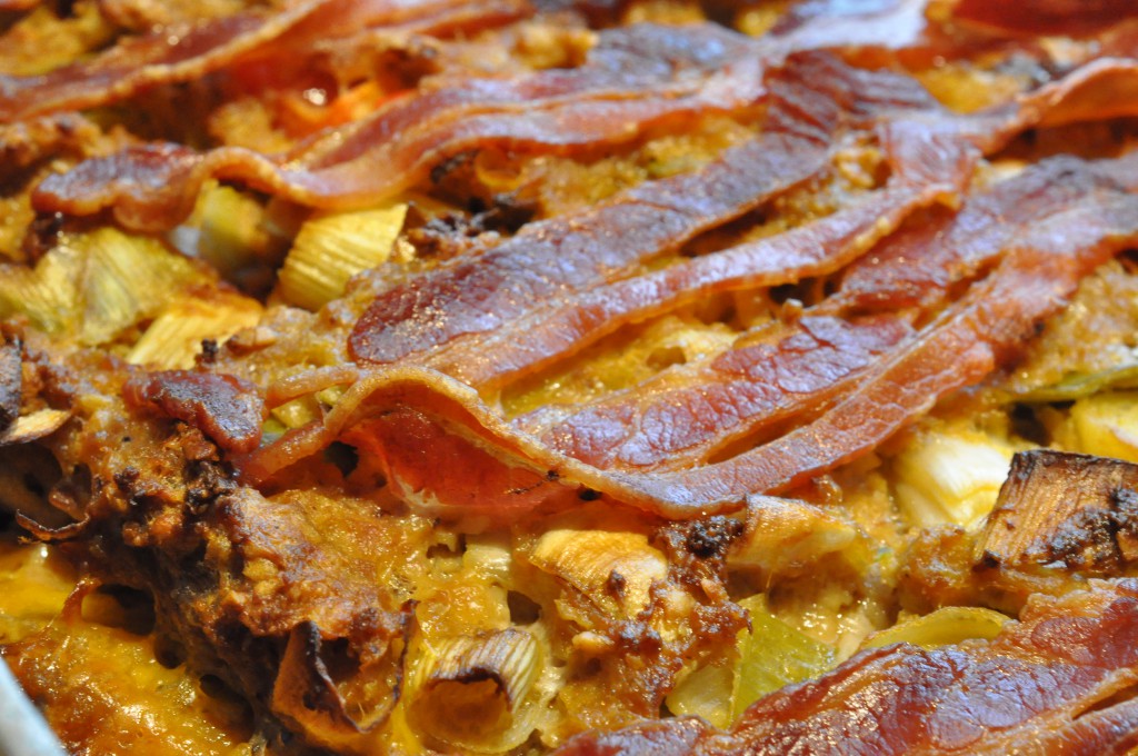 Farsbrød med oksekød bacon og ost - opskrift