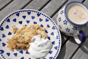 Rabarber crumble med havregryn - nem opskrift