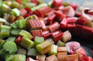 Rabarberkage med marcipan og kokosmel