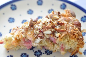 Rabarberkage med marcipan og kokosmel