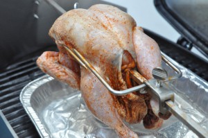 Kylling på grill rotisseri saftig grillkylling
