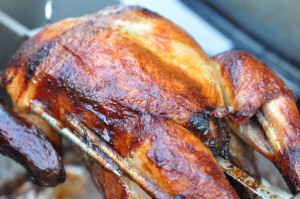 Kylling på grill rotisseri saftig grillkylling