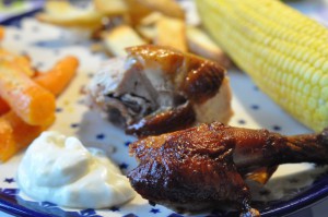 Kylling på grill rotisseri saftig grillkylling