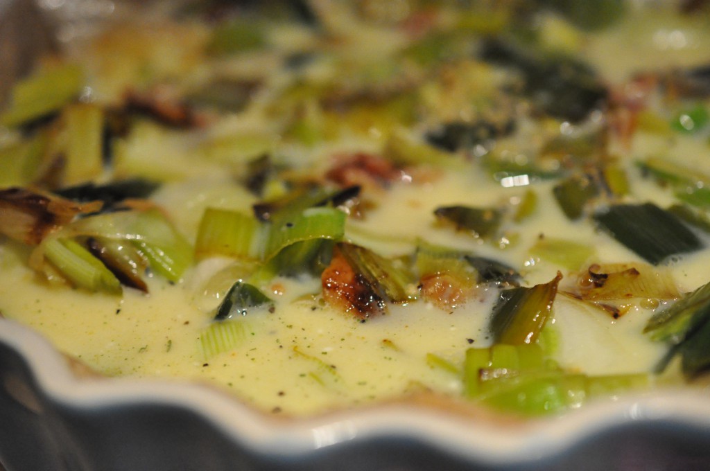 Lækker grov tærte med porrer og bacon