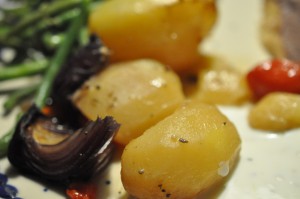 Culottesteg langtidsstegt i stegeso med kartofler