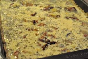Tærte med rødløg og bacon - grov tærtedej