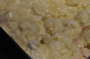 Blomkålsgratin med skinke - nem opskrift
