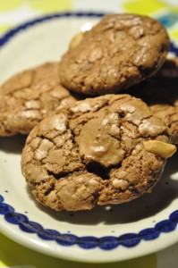Cookies med peanuts, nougat og Nesquick