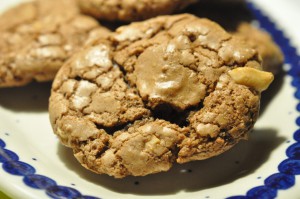 Cookies med peanuts, nougat og Nesquick