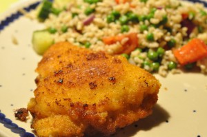 Lækker rissalat med grønt og kylling Cordon Bleu