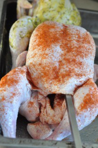 Grillkyllling på grillskyd med paprika og sennepsmarinade