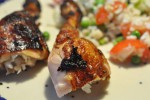 Grillkyllling på grillskyd med paprika og sennepsmarinade