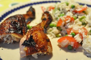 Grillkyllling på grillskyd med paprika og sennepsmarinade