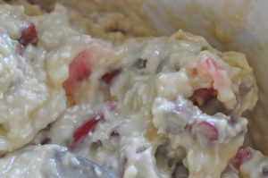 Rabarberkage med kokos og marcipan - nem