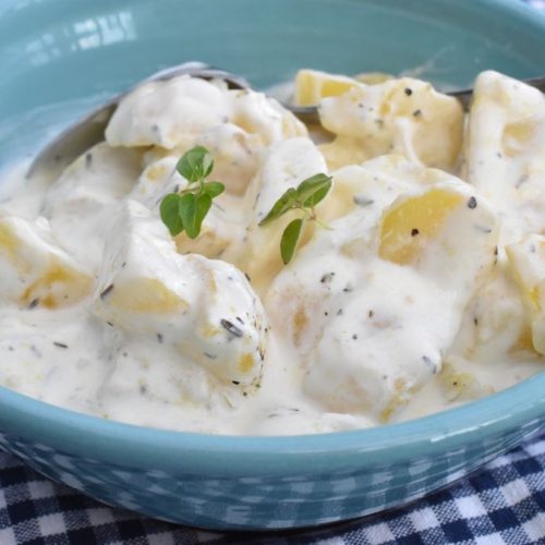 Kartoffelsalat med creme fraiche og timian
