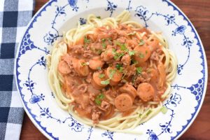 DSC_2794 • nogetiovnen.dk Pasta med hakket svinekød, pølser & tomat