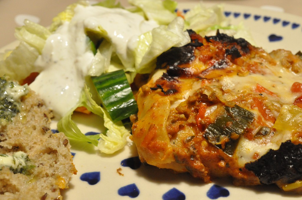 Lasagne proppet med grøntsager og parmesan bechamelsauce