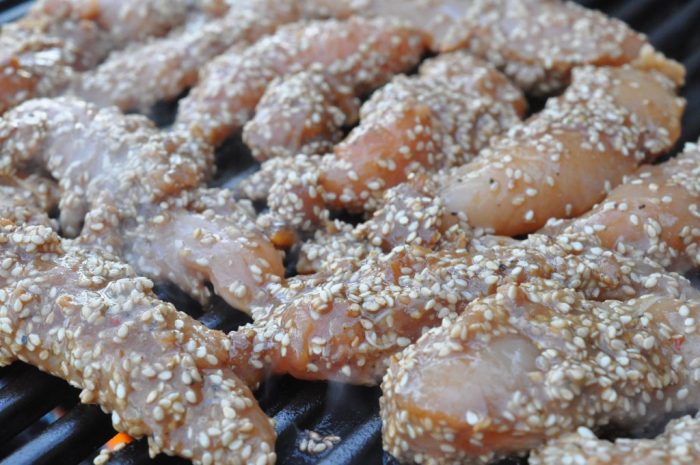 Grillet kyllingeinderfilet i soya- sesammarinade
