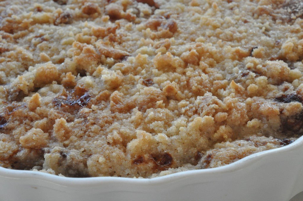 Rabarbercrumble - nem og lækker rabarberkage