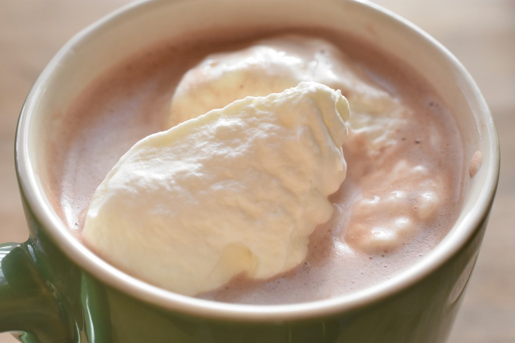 Varm kakao med flødeskum - varme i kop og krop