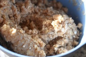 Æble crumble kage med sirup og havregryn