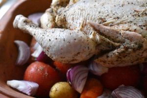 Kylling i stegeso med kartofler & tomat