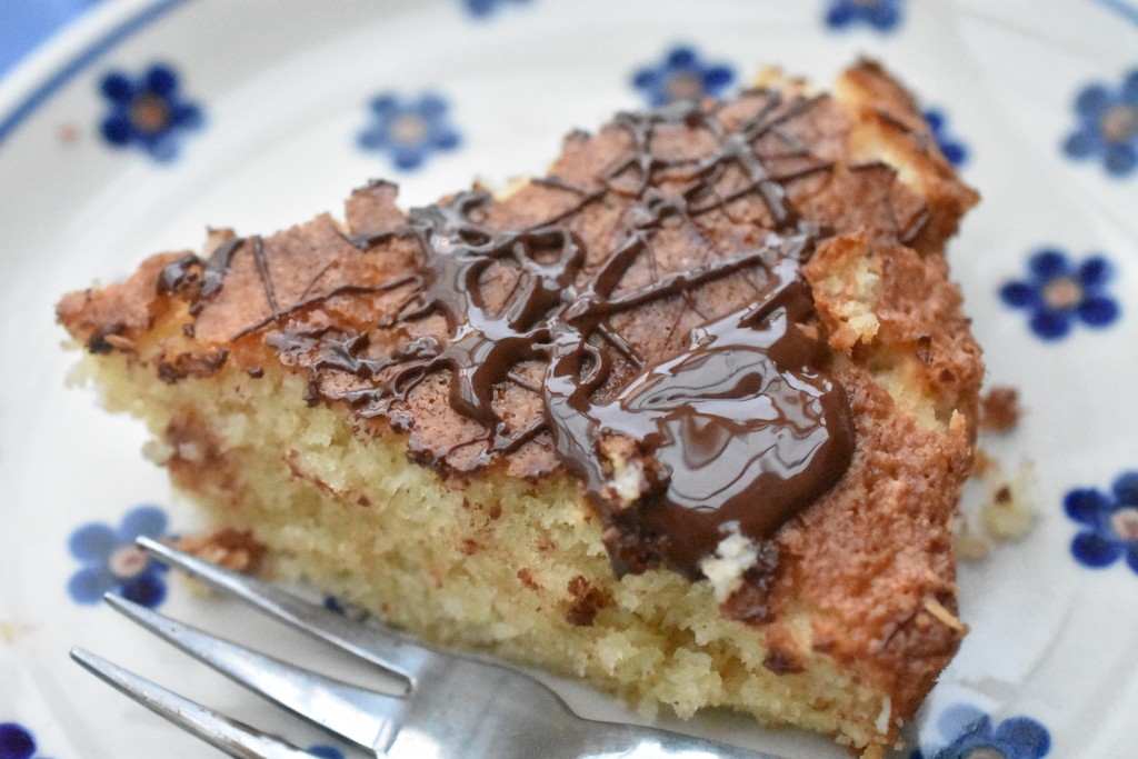 Kage med kokos og chokolade - nem kokoskage