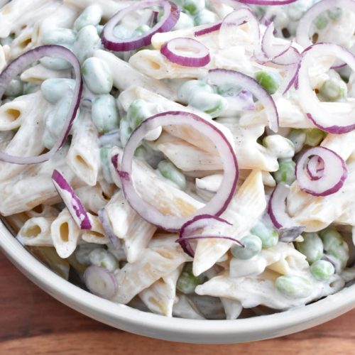 Pastasalat med edamamebønner - opskrift