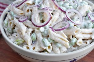 Pastasalat med edamamebønner - opskrift