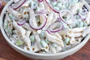 Pastasalat med edamamebønner - opskrift