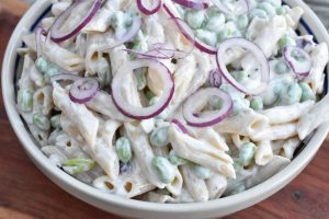 Pastasalat med edamamebønner - opskrift