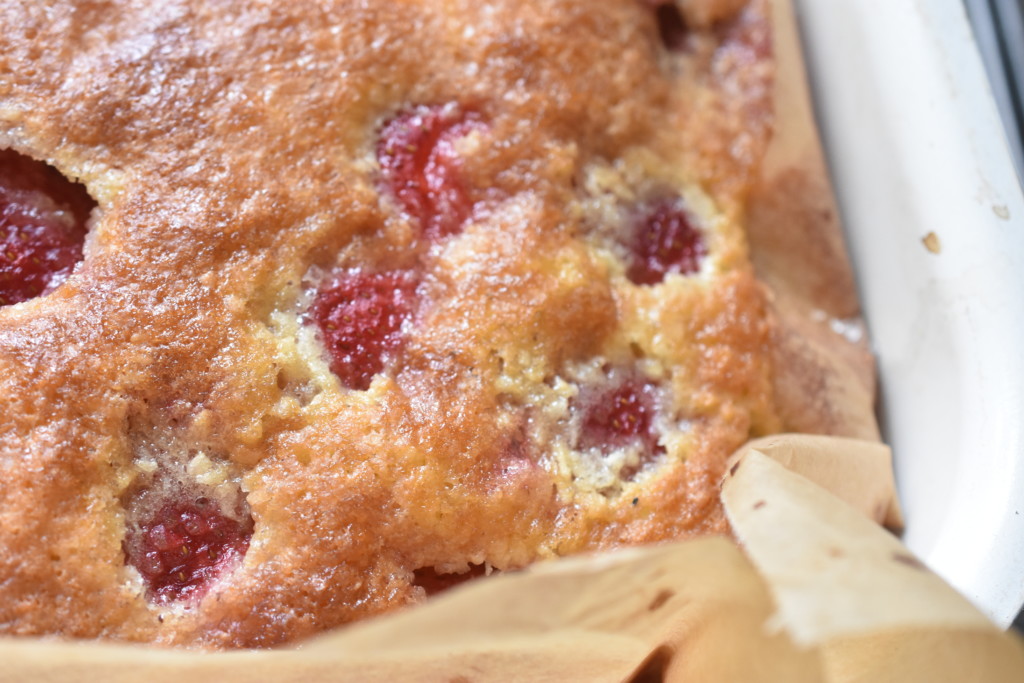 Jordbærkage med kokos og marcipan - nem opskrift