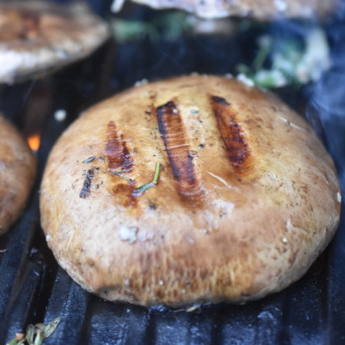 Grillede portobellosvampe med ost, hvidløg og timian