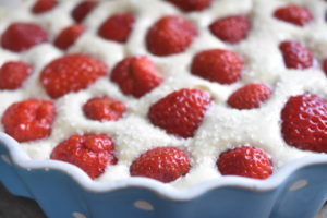 Fedtfattig jordbærkage - nem kage med jordbær