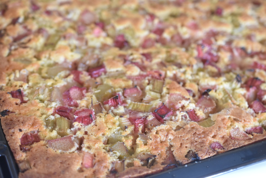 Rabarberkage med kokos i bradepande - nem opskrift