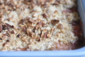 Rabarbercrumble med kokos og havregryn