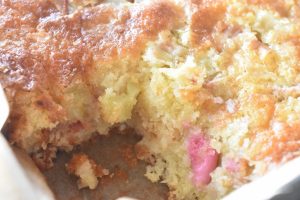 Kokoskage med rabarber nem lækker opskrift 