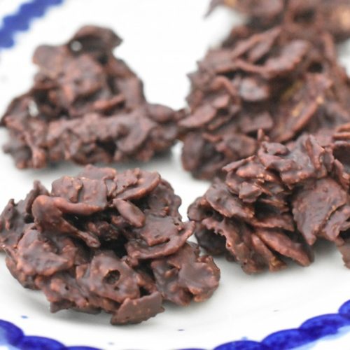 Cornflakestoppe med mørk chokolade - nem konfekt