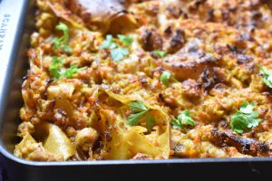 Kyllingelasagne med kokosmælk og karry