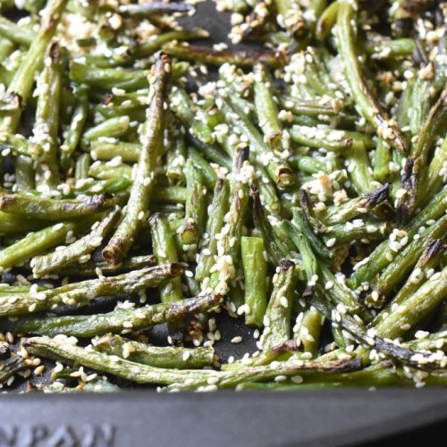 Bønnefritter med sesam - grønne bønner i ovn