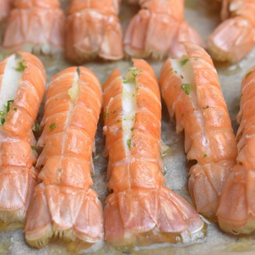 Jomfruhummerhaler i ovn med hvidløgssmør