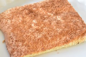 Firkantet lagkage med rabarber og kokos