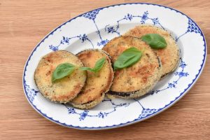 Stegt aubergine med rasp - paneret aubergine