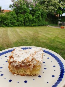 Herregårdskage med rabarber & kokos marengs