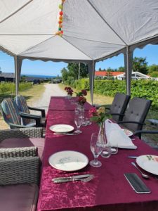 Sommer vejfest i sommerhuset med mad udefra