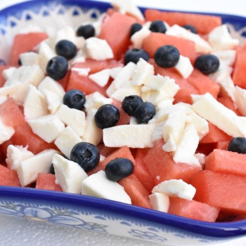 Melonsalat med mozzarella og blåbær - nem