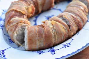 Medister med bacon i ovn ell. airfryer